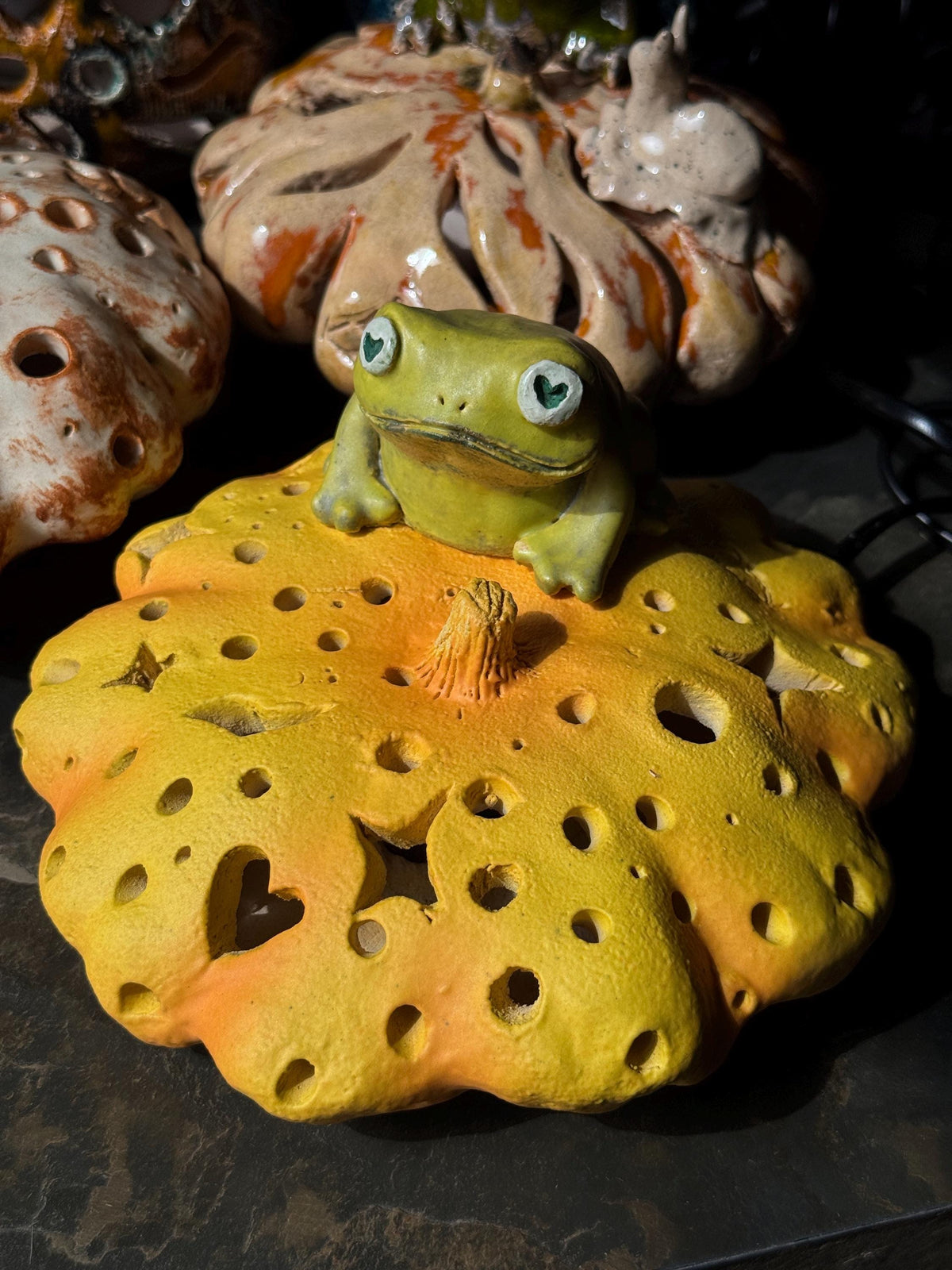 Ceramic Frog Lamp, Frog Night Light, Handmade Pottery Lamp, Cottage Decor, Frog Lover Gift