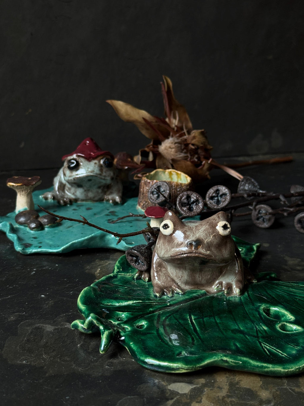 Ceramic Frog Incense Holder, Handmade Frog Decor, Palo Santo Holder, Frog Sculpture, Cottagecore Gift for Frog Lovers