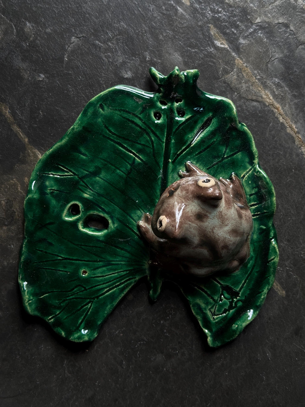 Ceramic Frog Incense Holder, Handmade Frog Decor, Palo Santo Holder, Frog Sculpture, Cottagecore Gift for Frog Lovers