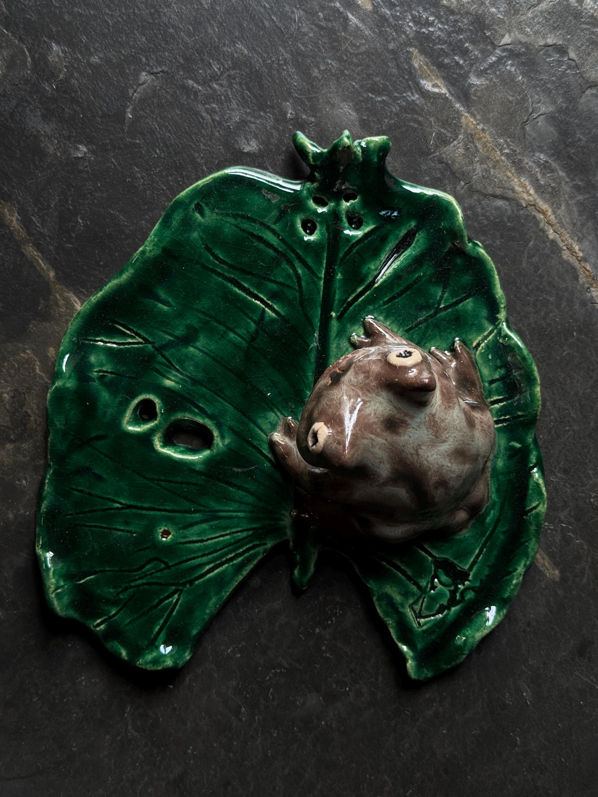 Ceramic Frog Incense Holder, Handmade Frog Decor, Palo Santo Holder, Frog Sculpture, Cottagecore Gift for Frog Lovers