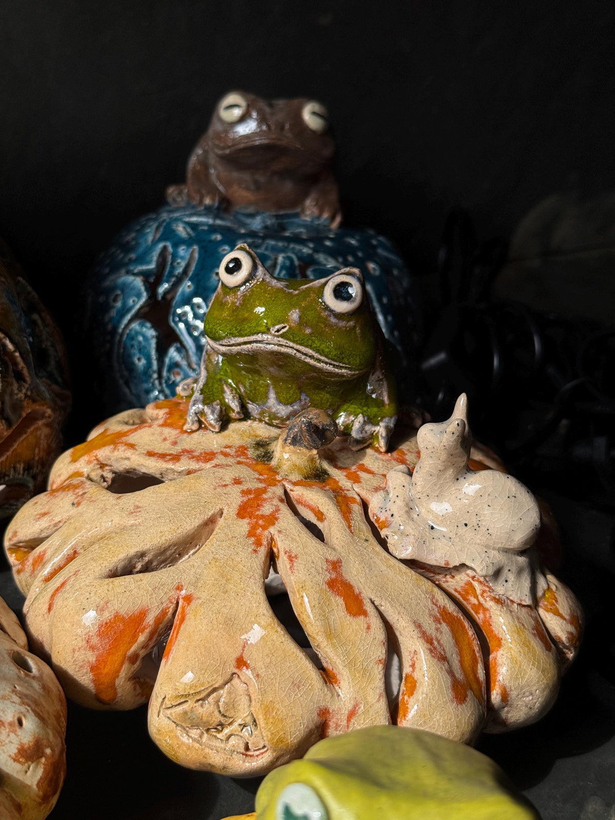 Ceramic Frog Lamp, Frog Night Light, Handmade Pottery Lamp, Cottage Decor, Frog Lover Gift
