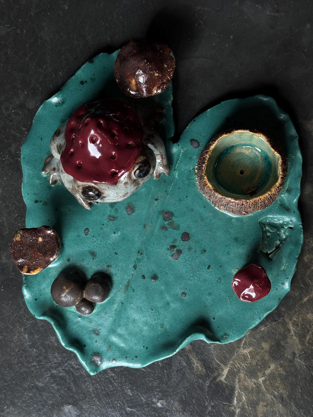 Ceramic Frog Incense Holder, Handmade Frog Decor, Palo Santo Holder, Frog Sculpture, Cottagecore Gift for Frog Lovers