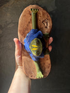Handmade Frog Incense Holder – Zen Japanese Style Pottery | Green Frog in Kimono, Anime Inspired Ceramic Sculpture
