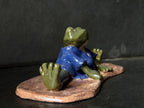 Handmade Frog Incense Holder – Zen Japanese Style Pottery | Green Frog in Kimono, Anime Inspired Ceramic Sculpture