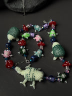 Forest Creature Jewelry Set – Handmade Beaded Necklace & Bracelet, Frog Turtle Chameleon Gift