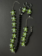 Beaded Frog Jewelry Set – Green Frog Necklace, Bracelet & Earrings