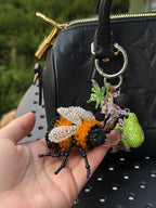 Beaded Frog Bag Charm, Handmade Purse Charm, Cute Frog Keychain, Whimsical Beaded Bag Accessory