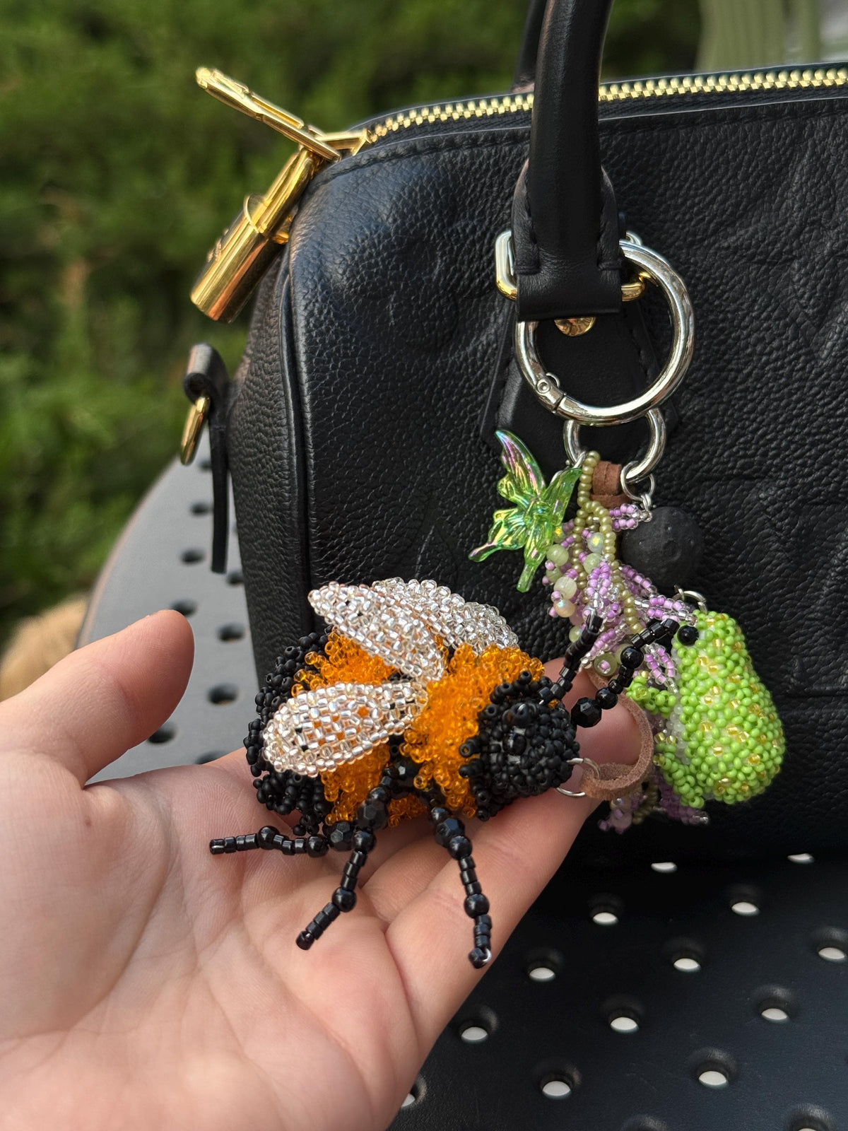 Beaded Frog Bag Charm, Handmade Purse Charm, Cute Frog Keychain, Whimsical Beaded Bag Accessory