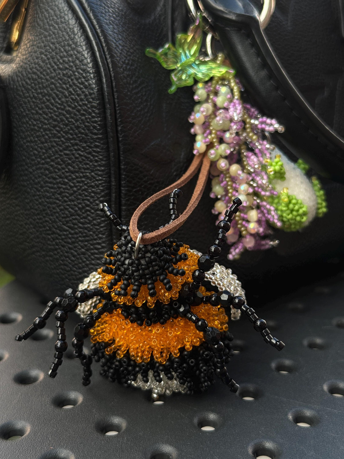Beaded Frog Bag Charm, Handmade Purse Charm, Cute Frog Keychain, Whimsical Beaded Bag Accessory
