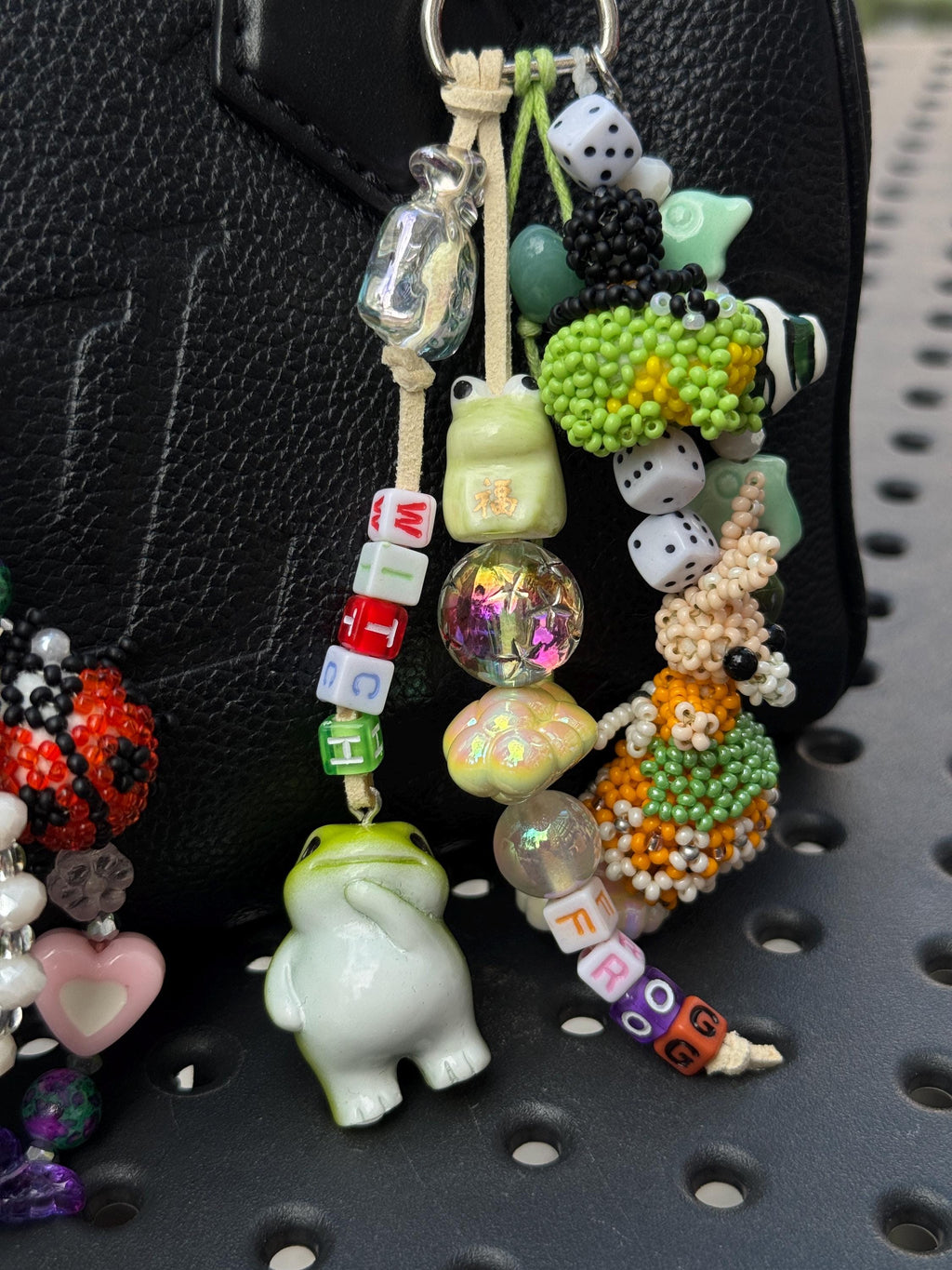 Beaded Frog Bag Charm, Handmade Purse Charm, Cute Frog Keychain, Whimsical Beaded Bag Accessory