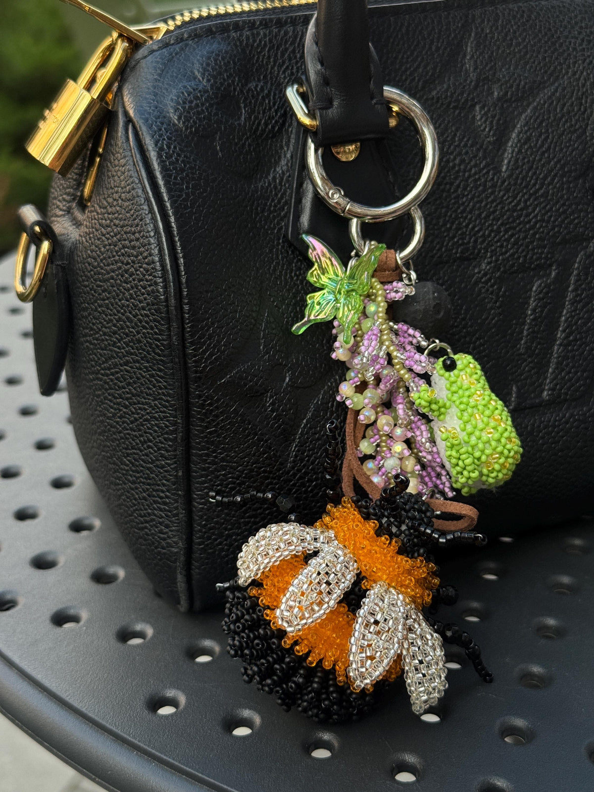 Beaded Frog Bag Charm, Handmade Purse Charm, Cute Frog Keychain, Whimsical Beaded Bag Accessory