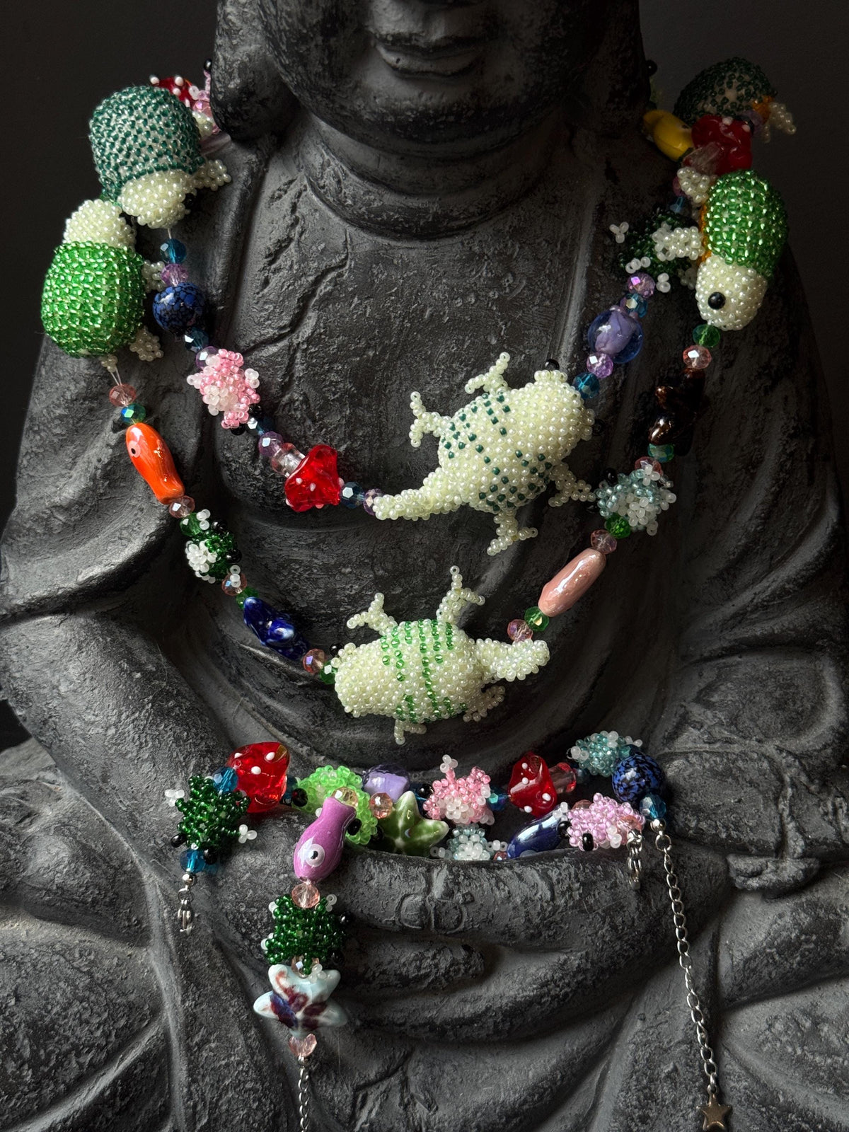 Forest Creature Jewelry Set – Handmade Beaded Necklace & Bracelet, Frog Turtle Chameleon Gift