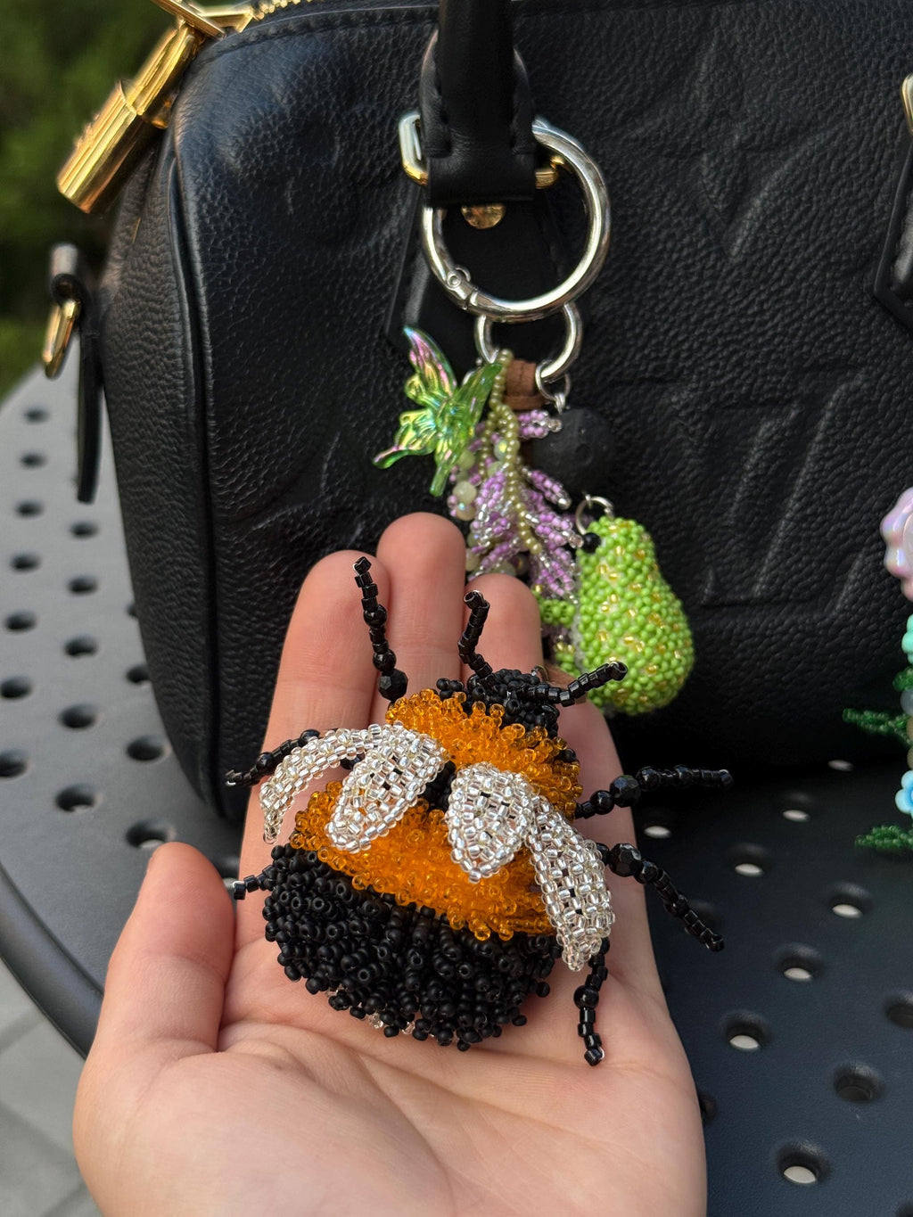 Beaded Frog Bag Charm, Handmade Purse Charm, Cute Frog Keychain, Whimsical Beaded Bag Accessory