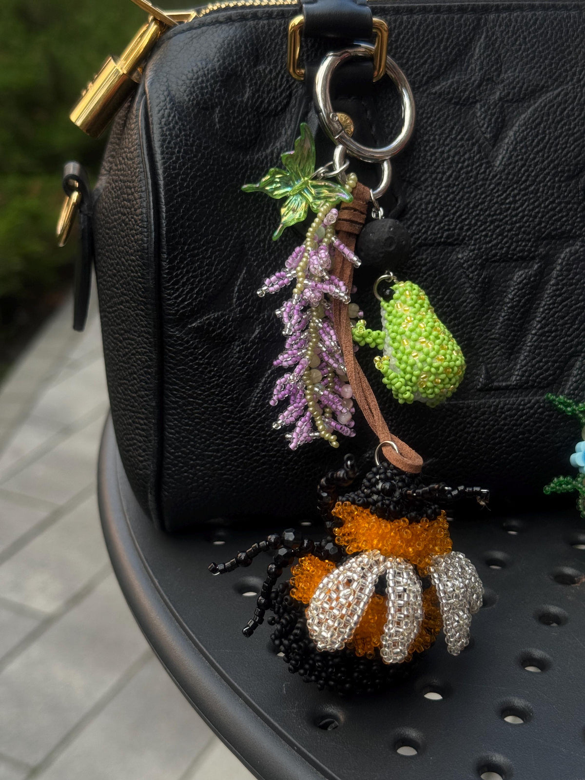 Beaded Frog Bag Charm, Handmade Purse Charm, Cute Frog Keychain, Whimsical Beaded Bag Accessory