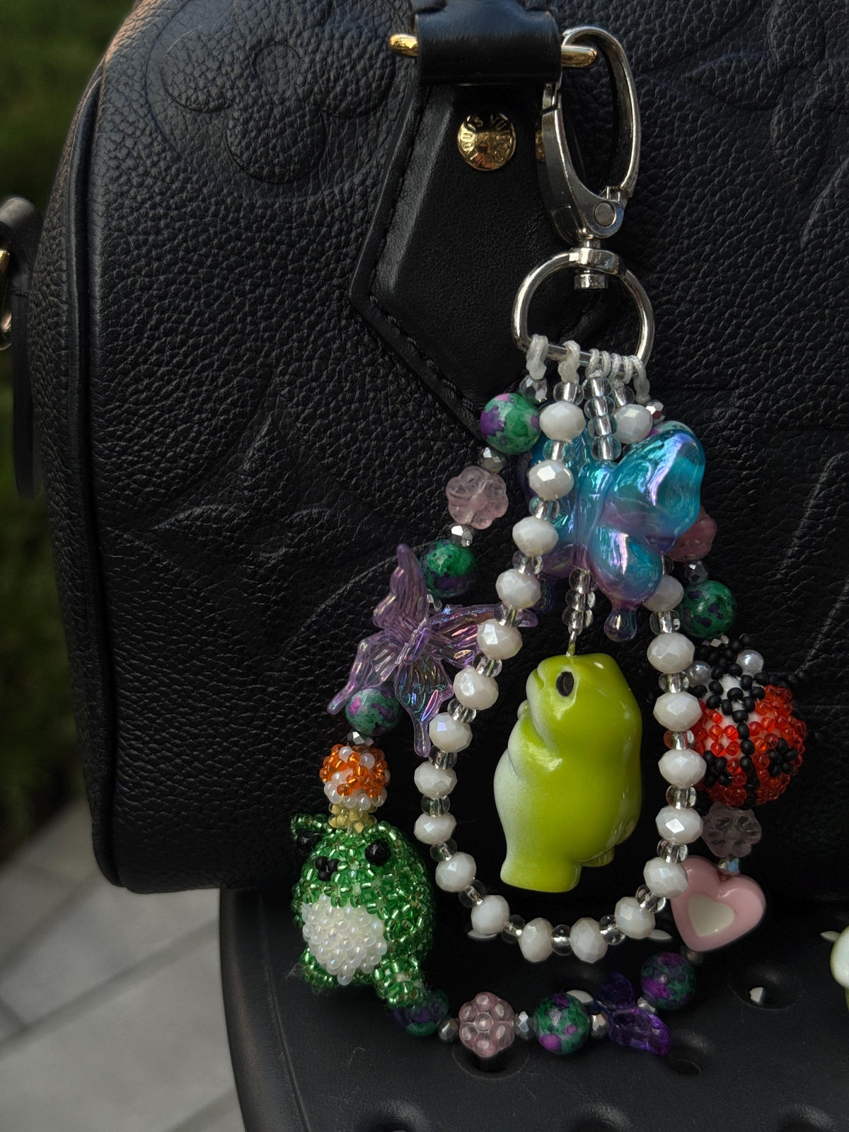 Beaded Frog Bag Charm, Handmade Purse Charm, Cute Frog Keychain, Whimsical Beaded Bag Accessory