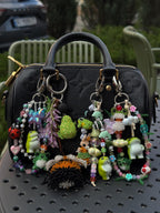 Beaded Frog Bag Charm, Handmade Purse Charm, Cute Frog Keychain, Whimsical Beaded Bag Accessory