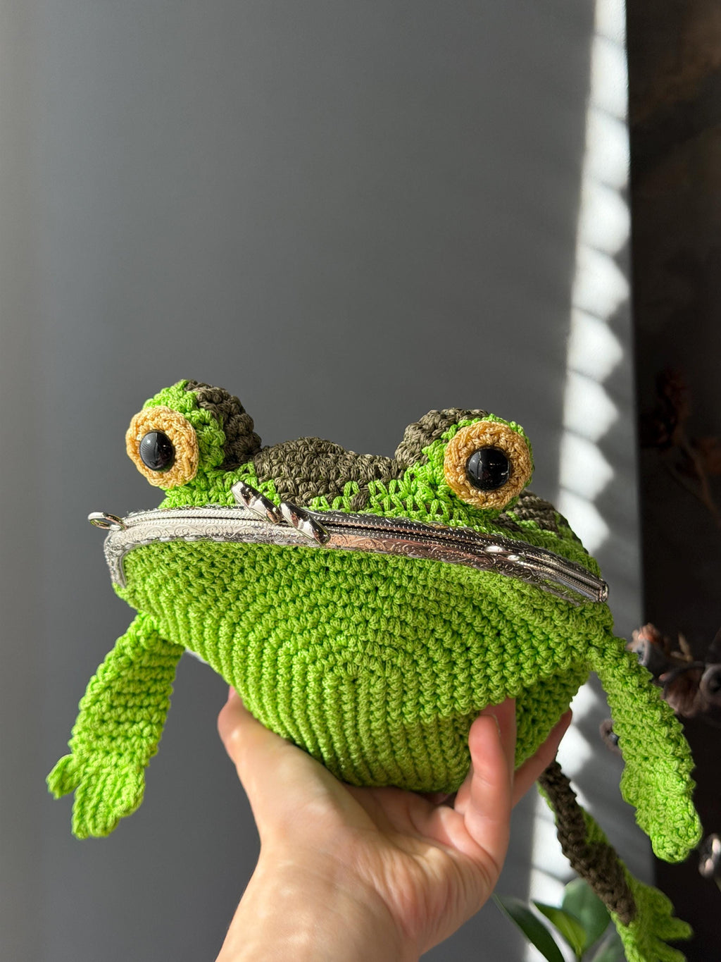 Goblincore Green Frog Bag – Crochet Frog Purse & Crossbody