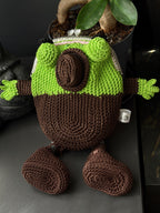 Detective Frog Crochet Bag, Frog Crossbody Purse, Handmade Frog Bag with Hat & Shoes, Cottagecore Frog Gift