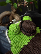Detective Frog Crochet Bag, Frog Crossbody Purse, Handmade Frog Bag with Hat & Shoes, Cottagecore Frog Gift