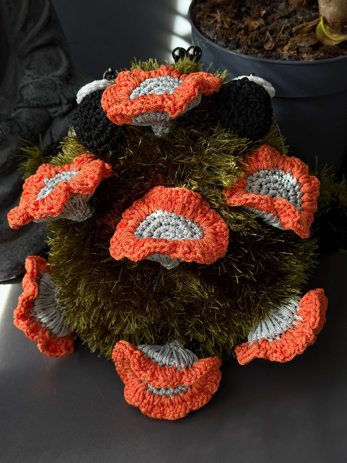 Chanterelle Mushroom Frog Bag, Crochet Frog Crossbody Bag, Mossy Forest Purse, Goblincore Cottagecore Handmade Bag