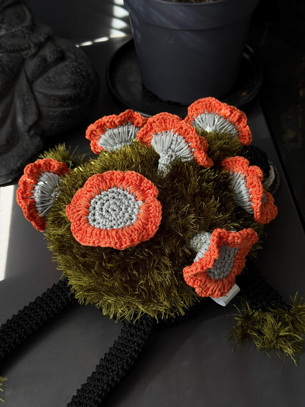 Chanterelle Mushroom Frog Bag, Crochet Frog Crossbody Bag, Mossy Forest Purse, Goblincore Cottagecore Handmade Bag