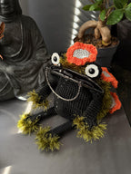 Chanterelle Mushroom Frog Bag, Crochet Frog Crossbody Bag, Mossy Forest Purse, Goblincore Cottagecore Handmade Bag