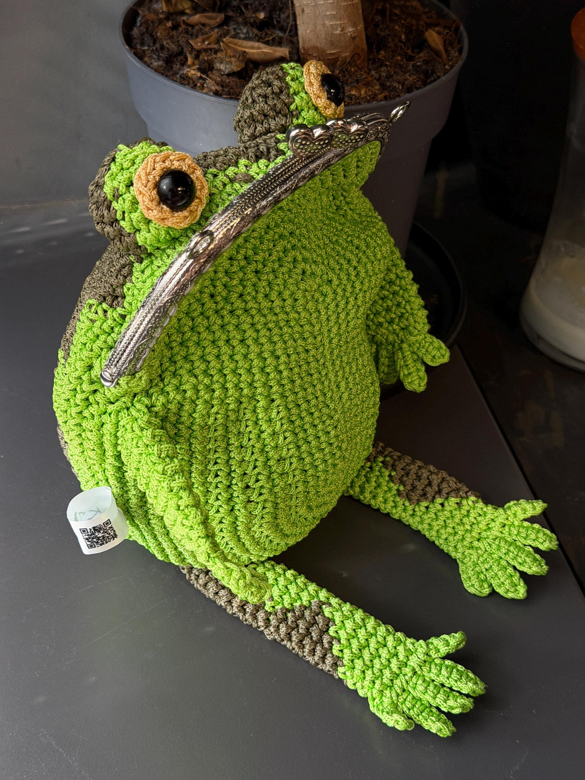 Goblincore Green Frog Bag – Crochet Frog Purse & Crossbody