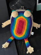 Rainbow Frog Crochet Purse – Colorful Handmade Frog Crossbody Bag