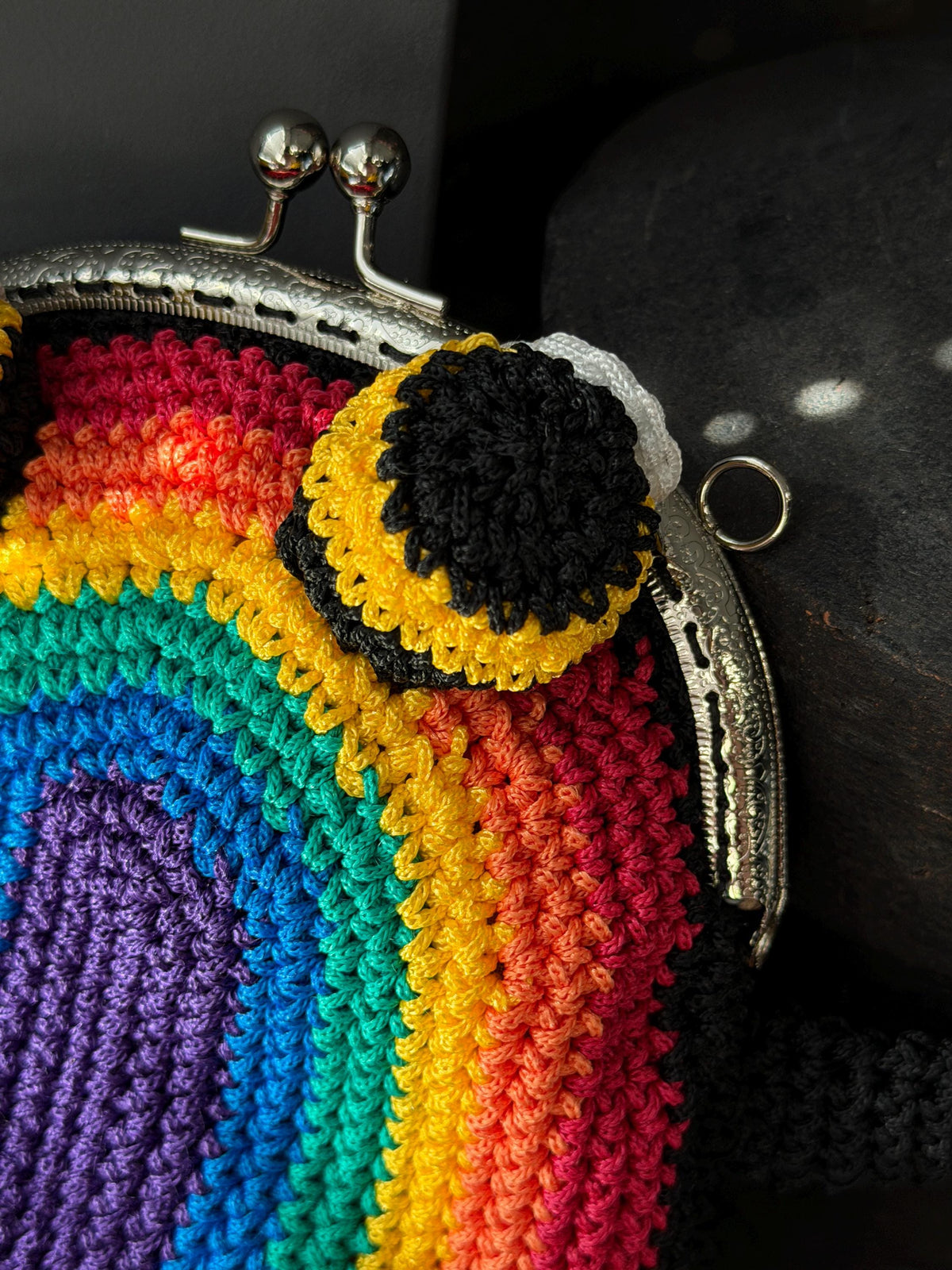 Rainbow Frog Crochet Purse – Colorful Handmade Frog Crossbody Bag