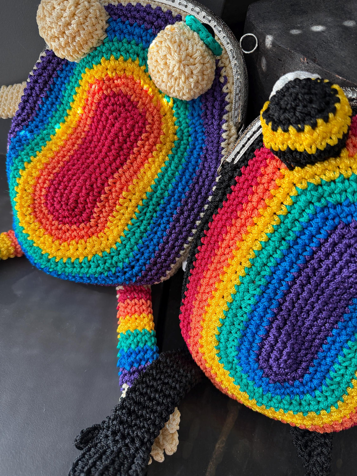 Rainbow Frog Crochet Purse – Colorful Handmade Frog Crossbody Bag