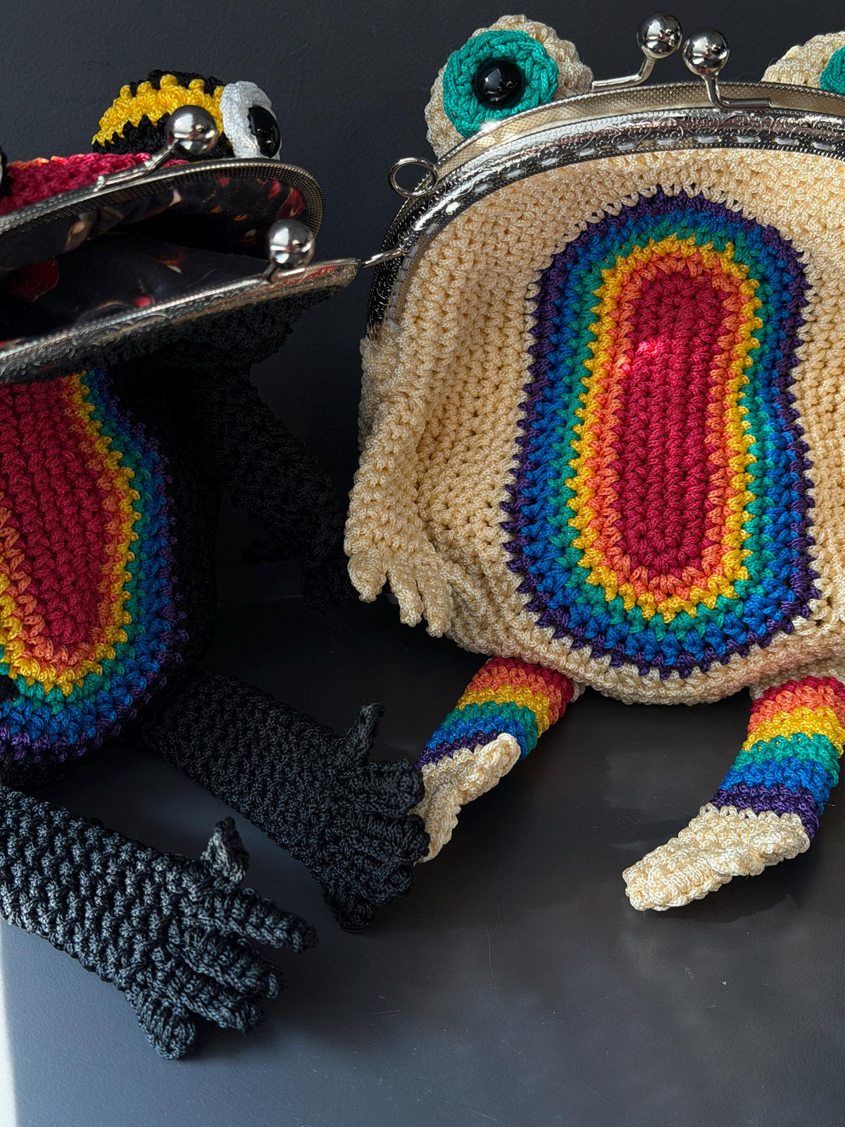 Rainbow Frog Crochet Purse – Colorful Handmade Frog Crossbody Bag