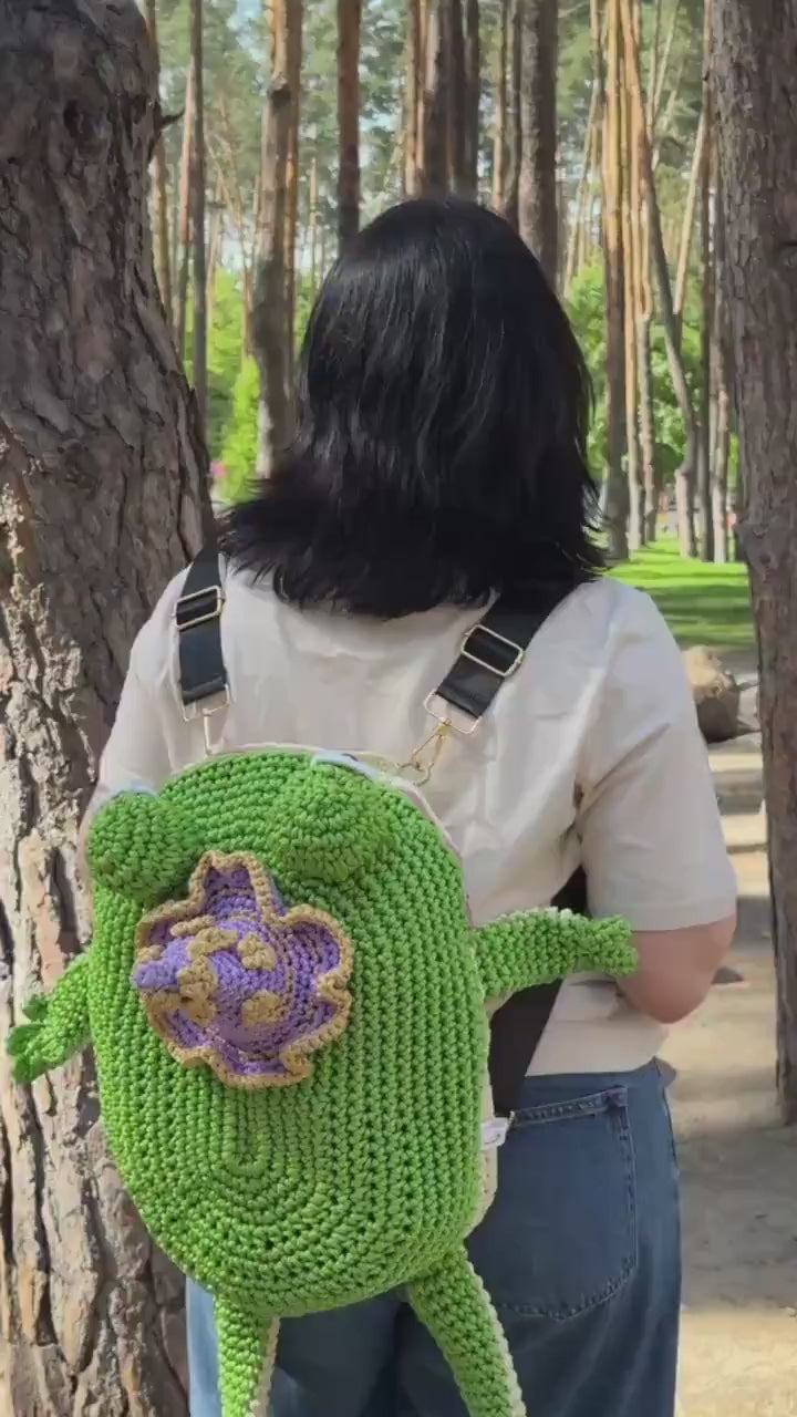 Witch Frog Backpack Crochet Bag – Handmade Frog Backpack with Witch Hat, Goblincore Backpack