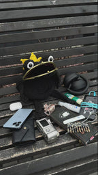 Frog King Bag – Handmade Black Frog Purse with Golden Crown